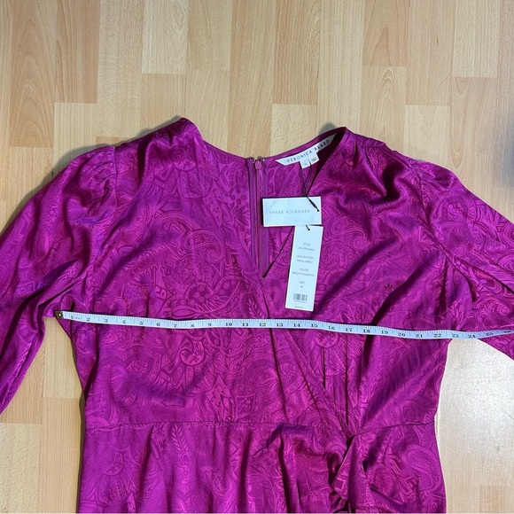NWT Veronica Beard Weiss Magenta Faux Wrap Silk Blend Jacquard Midi Dress - Picture 14 of 16